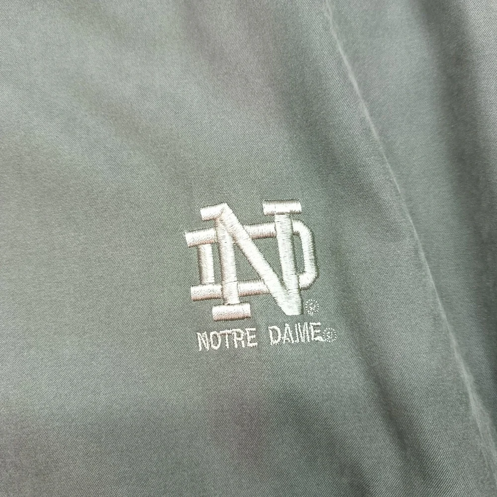 Vtg 90s Notre Dame JanSport Jacket Full‎ Zip Fleece Lined Adult XXL Green Suede